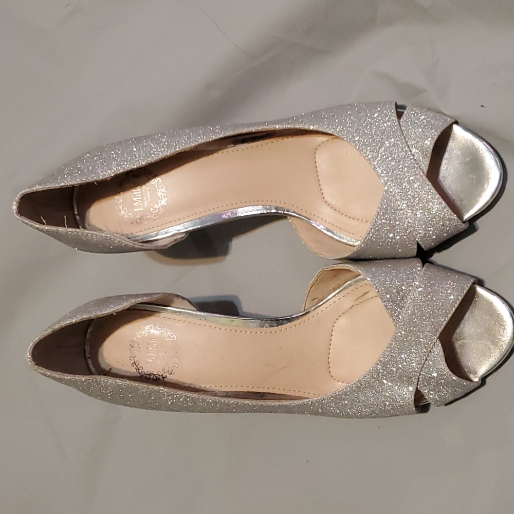 Sparkly silver heels